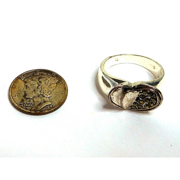 Sterling Silver Marcasite Heart Ring Size 7 - Picture 6 of 6